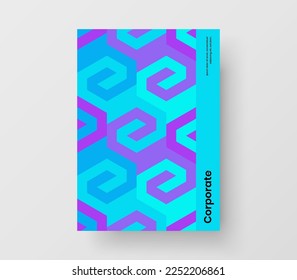 Bright leaflet design vector concept. Colorful geometric pattern magazine cover illustration.