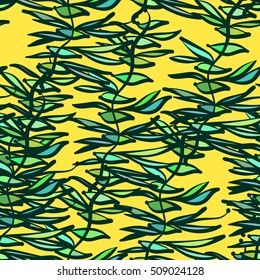 Bright leaves, abstraction fantasy. Vector seamless pattern.
