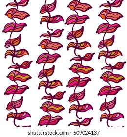 Bright leaves, abstraction fantasy. Vector seamless pattern.
