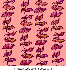 Bright leaves, abstraction fantasy. Vector seamless pattern.