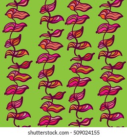 Bright leaves, abstraction fantasy. Vector seamless pattern.