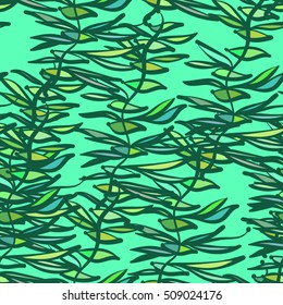 Bright leaves, abstraction fantasy. Vector seamless pattern.