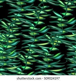 Bright leaves, abstraction fantasy. Vector seamless pattern.