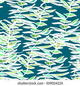 Bright leaves, abstraction fantasy. Vector seamless pattern.