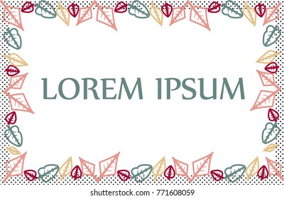 Bright leaves on a dotted background frame