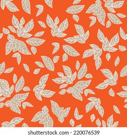 Bright leaves. Vector seamless pattern