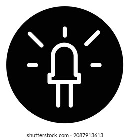 Icono plano del diodo de la lecha brillante aislado en fondo blanco