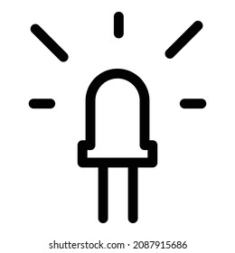 Icono plano del diodo de la lecha brillante aislado en fondo blanco