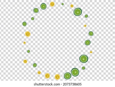 Bright Lemon Background Transparent Vector. Detox Pattern. Yellow Citrus Vitamin. Juice Lemon Grass Set.