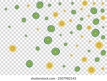 Bright Lemon Background Transparent Vector. Nature Illustration. Green Lime Splash. Natural Lime Sunny Pattern.