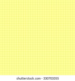 Bright lemon yellow lined paper. The paper into the cell. Vector, seamless texture. Pattern background similar to paper.