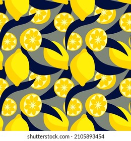 limones brillantes con hojas, impresión sin soldadura de frutas
