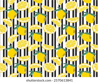 bright lemons over striped background