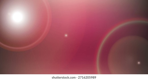 Un destello brillante de la lente emana de la izquierda, proyectando un brillo cálido sobre un fondo degradado de rosa y rojo.