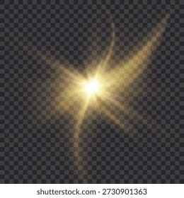 Flare de lente brilhante com uma faixa de luz horizontal e elemento starburst criando um efeito de brilho óptico, ideal para sobreposições, fundos abstratos e composições visuais