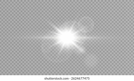 Bright Lens Flare Light Effect on Transparent Background
