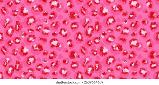 Bright leopard-inspired pattern with abstract spots on a pink background. Bold, modern design animal print perfect for fashion, textiles, digital art, and artistic creative branding projects.