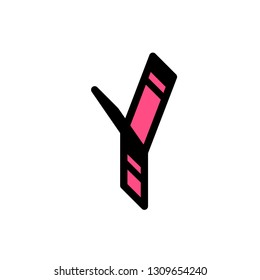 Bright letter Y. Vector. Linear, contour letter. Isometry, 3D. Colored flat letter. Logo, company sign. Icon for interior and T-shirt. The symbol is isolated on a white background. Graffiti.