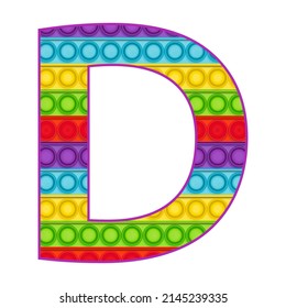 Bright letters Simple Dimple. Pop it rainbow color. Letter D.