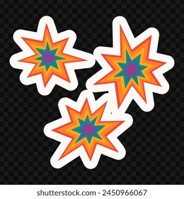 Bright LGBT sticker. Rainbow stars in LGBT style. With the pride moon. Pride. LGBTQ Pride Month. LGBTQ pride. Rainbow heart. Love