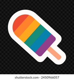 Bright LGBTQ sticker. Rainbow ice cream in LGBTQ style. With the pride moon. Pride. LGBTQ Pride Month. LGBTQ pride. Rainbow heart. Love