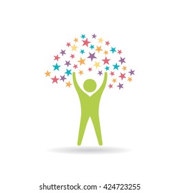 Bright Life People Tree. Vector graphic design