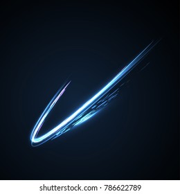 A bright light arc with a shining effect and sparks. Abstract background