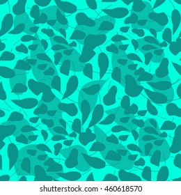 Bright light blue autumn leaf fall seamless pattern.