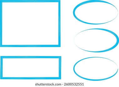 bright light blue colorful pattern decorative borders shapes set