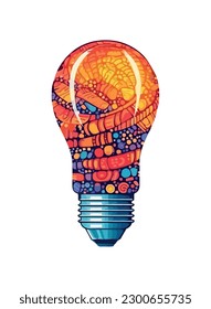 Bright light bulb abstract icon isolated