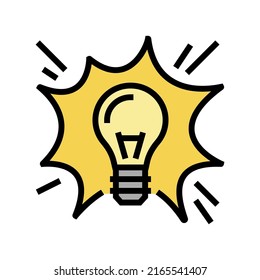 bright light bulb color icon vector. bright light bulb sign. isolated symbol illustration