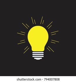 bright light bulb in the dark symbol vector 