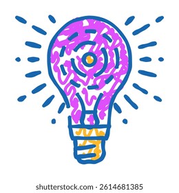 bright light bulb doodle icon sketch vector. bright light bulb sign. isolated symbol illustration