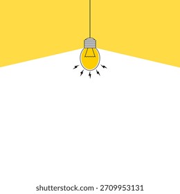 Icono brillante de la bombilla con el efecto limpio del proyector, que simboliza ideas y creatividad, aislado en un fondo blanco