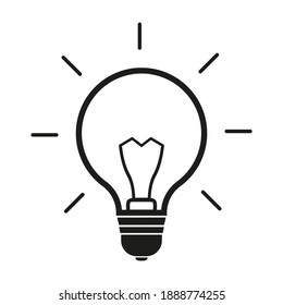 Icono de Bombilla brillante aislado en fondo blanco. Ilustración vectorial plana