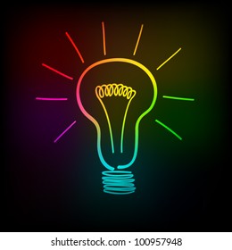 Bright Light bulb icon on a dark background. Vector  illustration. Eps10
