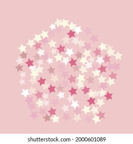 Bright Light Children White Geometrical Shape Backdrop. Christmas Simple Sky Seamless Vector. Pink Holiday Neon Rainbow Trendy Night Background. Multicolor Coral Stars Texture Illustration.