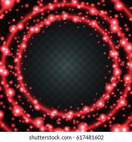 A bright light in a circle.