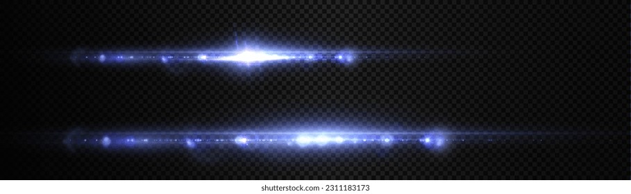 Efecto luminoso con vigas y brillo con luz azul para ilustración vectorial.