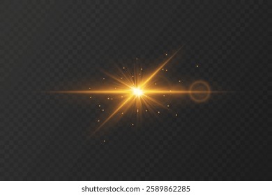 Bright light effect of flare and star explosion with sparks.