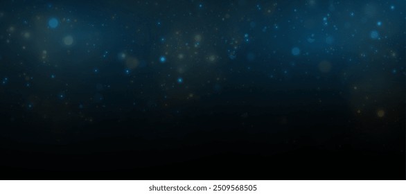 Efeito de luz brilhante com muitas partículas brilhantes, sobre fundo preto. Nuvem de estrela vetorial com poeira. Vetor de Plano de Fundo	
