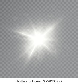 Bright light effect with rays and glare shine colorful light for vector illustration isolated on transparent background PNG