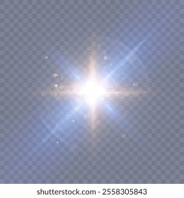 Bright light effect with rays and glare shine colorful light for vector illustration isolated on transparent background PNG