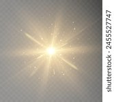 Bright light effect with rays and highlights for vector illustration.	
