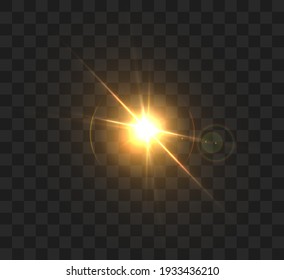 Bright light effect with rays and highlights for vector illustration.