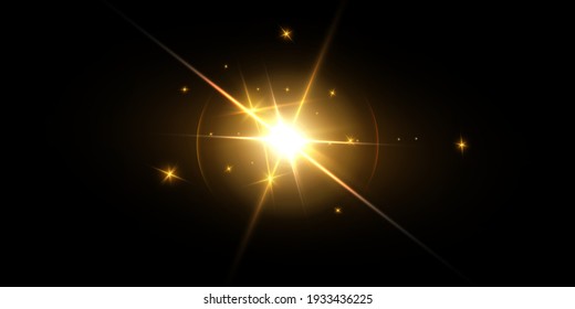 Bright light effect with rays and highlights for vector illustration.