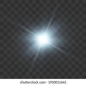 Bright light effect with rays and highlights for vector illustration.