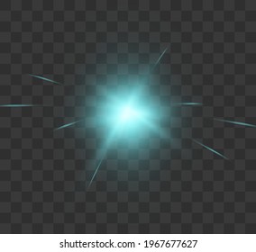Bright light effect with rays and highlights for vector illustration.	