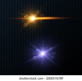 Bright light effect with rays and highlights for vector illustration.	