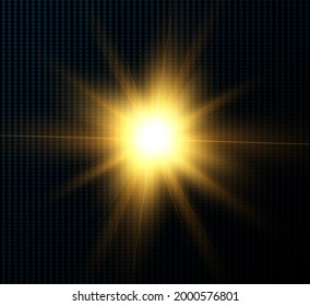 Bright light effect with rays and highlights for vector illustration.	